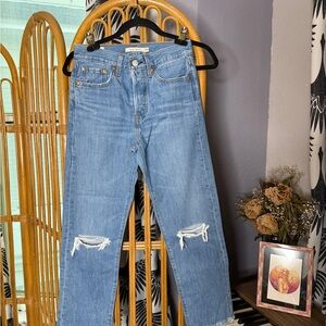 Levi's Light Blue Distressed Ankle Jeans